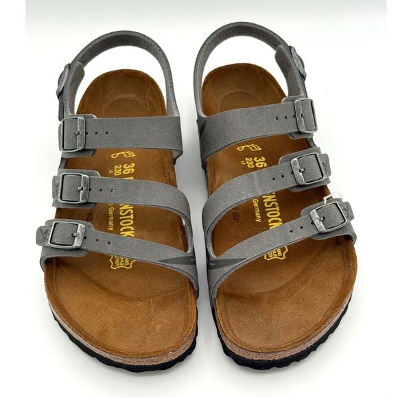 Birkenstock Canberra Kids Birko Flor Sandals Dark Gray Skull Size US5 EU36 - Picture 5 of 9